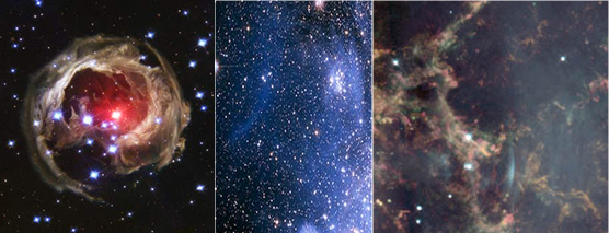Photographs of space taken by the Hubble telescope